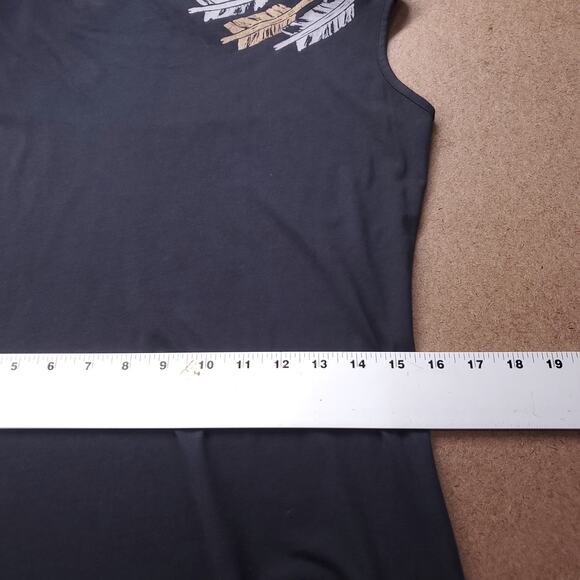 NWT Synergy Shift Dress Size M Black Arrow/Feather Motifs Scoop Neck Knee Length - Picture 9 of 14